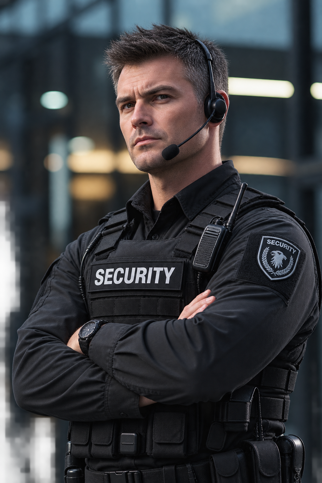 PriorityGuard employee with black uniform PriorityGuard employee with black uniform